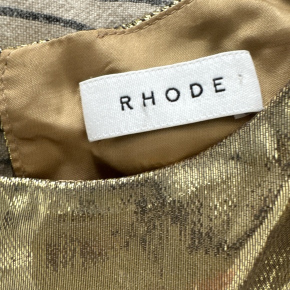 *ARCHIVE* RHODE Gold Lamè Ella Mini Dress Size S/M DEFECTS NEEDS WORK - Picture 4 of 13